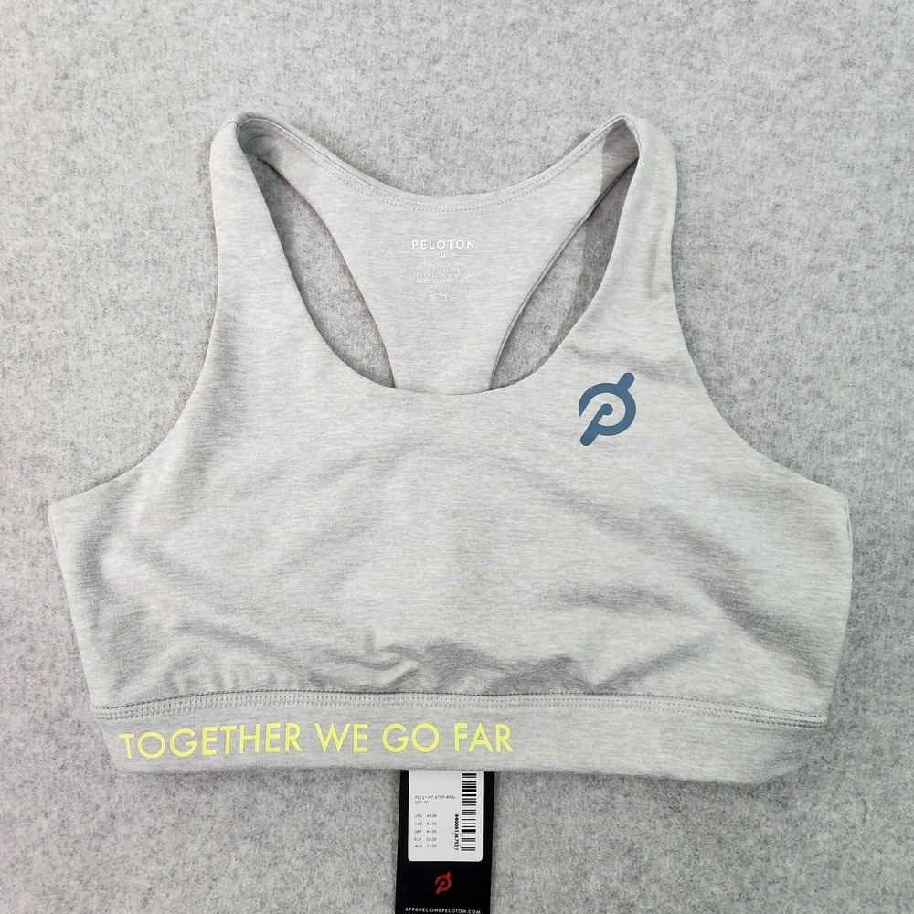 Peloton Heathered Gray Strappy Sports Bra Womens Size Medium Together We Go Far